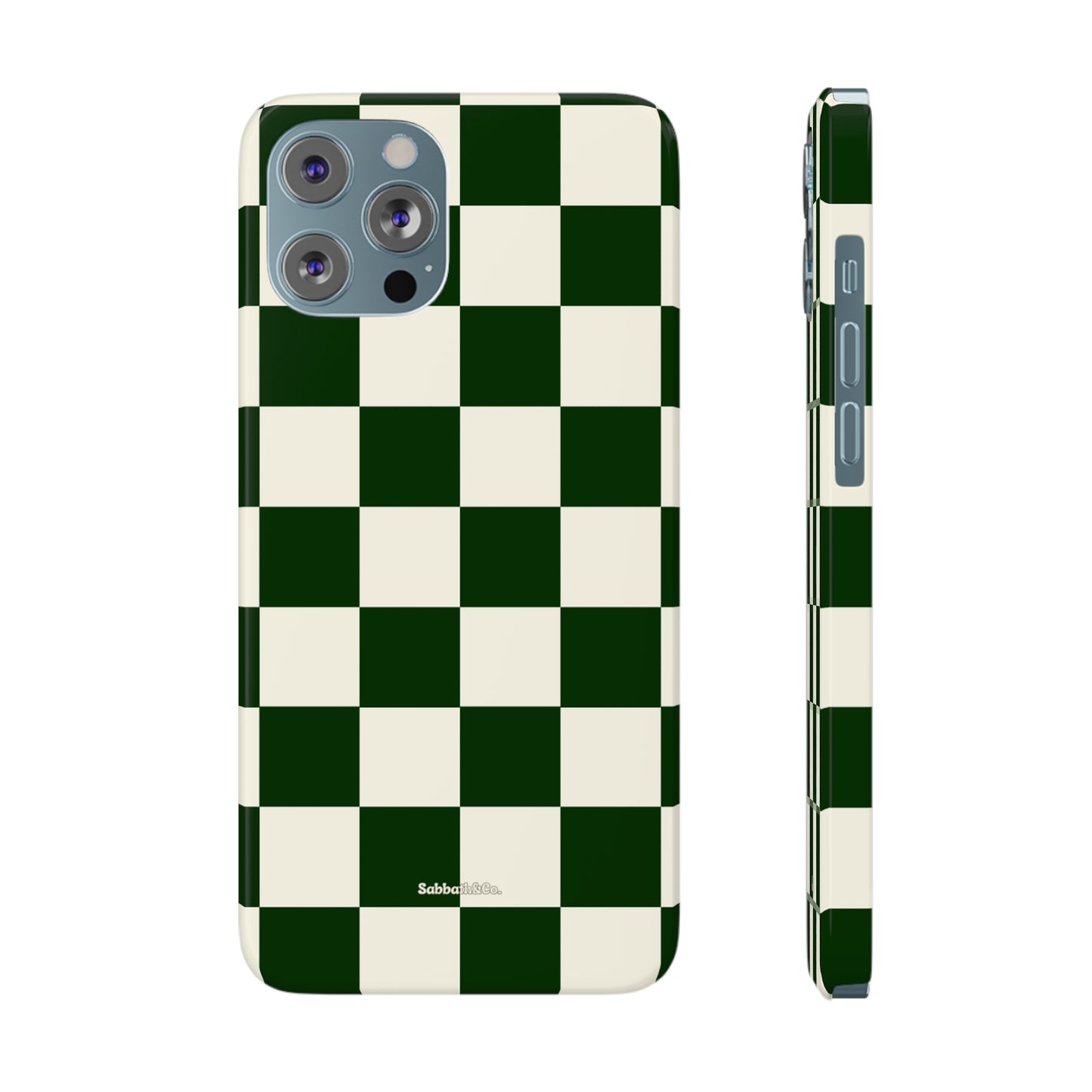 Green Checked Slim Phone Cases