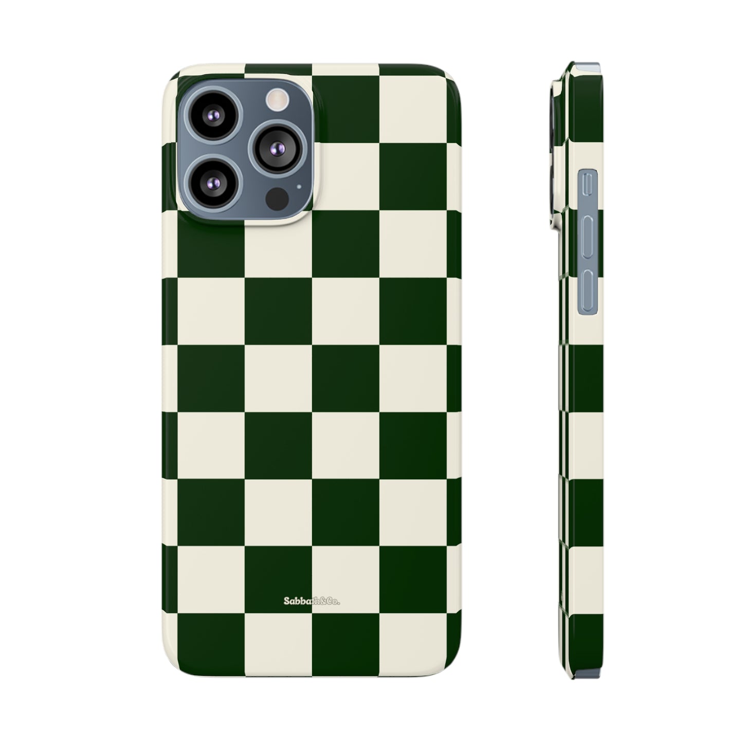 Green Checked Slim Phone Cases