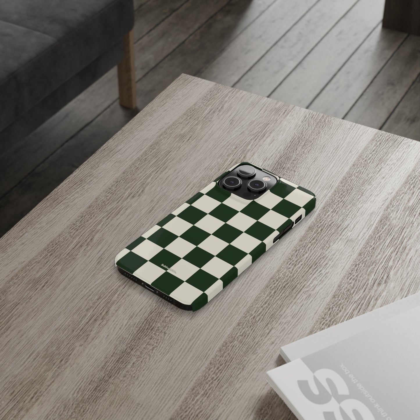 Green Checked Slim Phone Cases