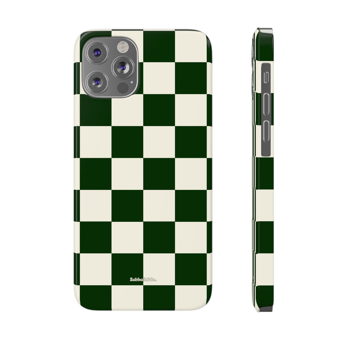 Green Checked Slim Phone Cases