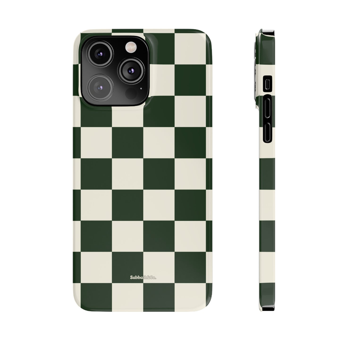 Green Checked Slim Phone Cases