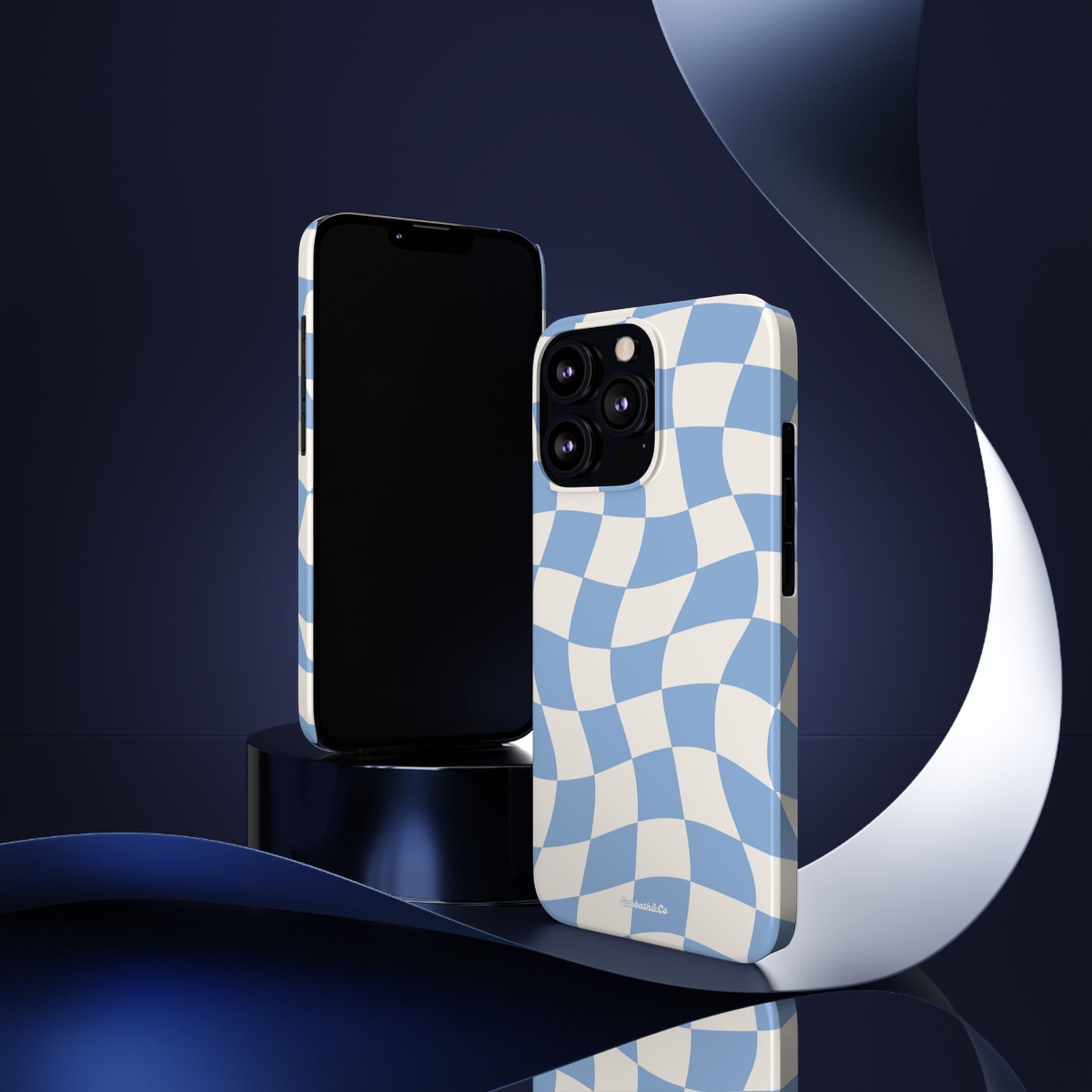 Wavy blue Slim Phone Cases