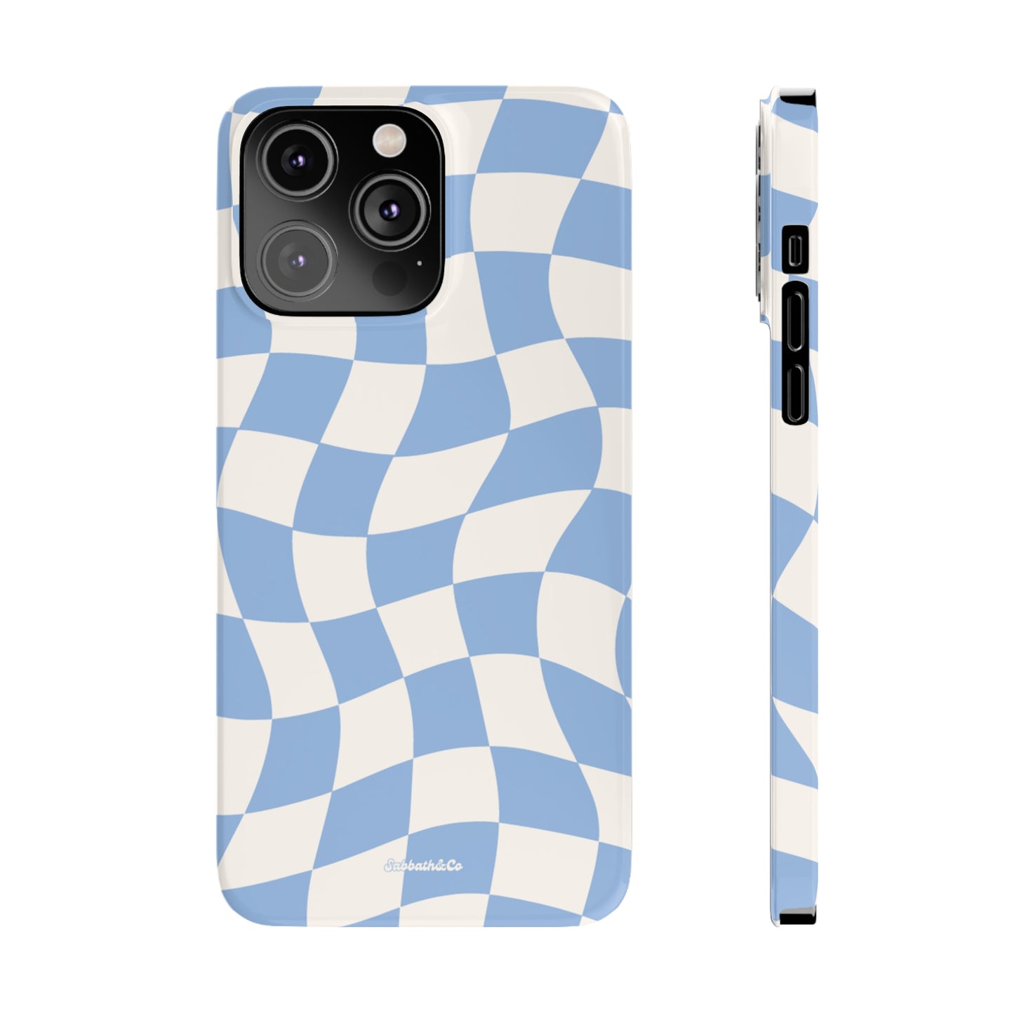 Wavy blue Slim Phone Cases