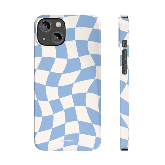 Wavy blue Slim Phone Cases