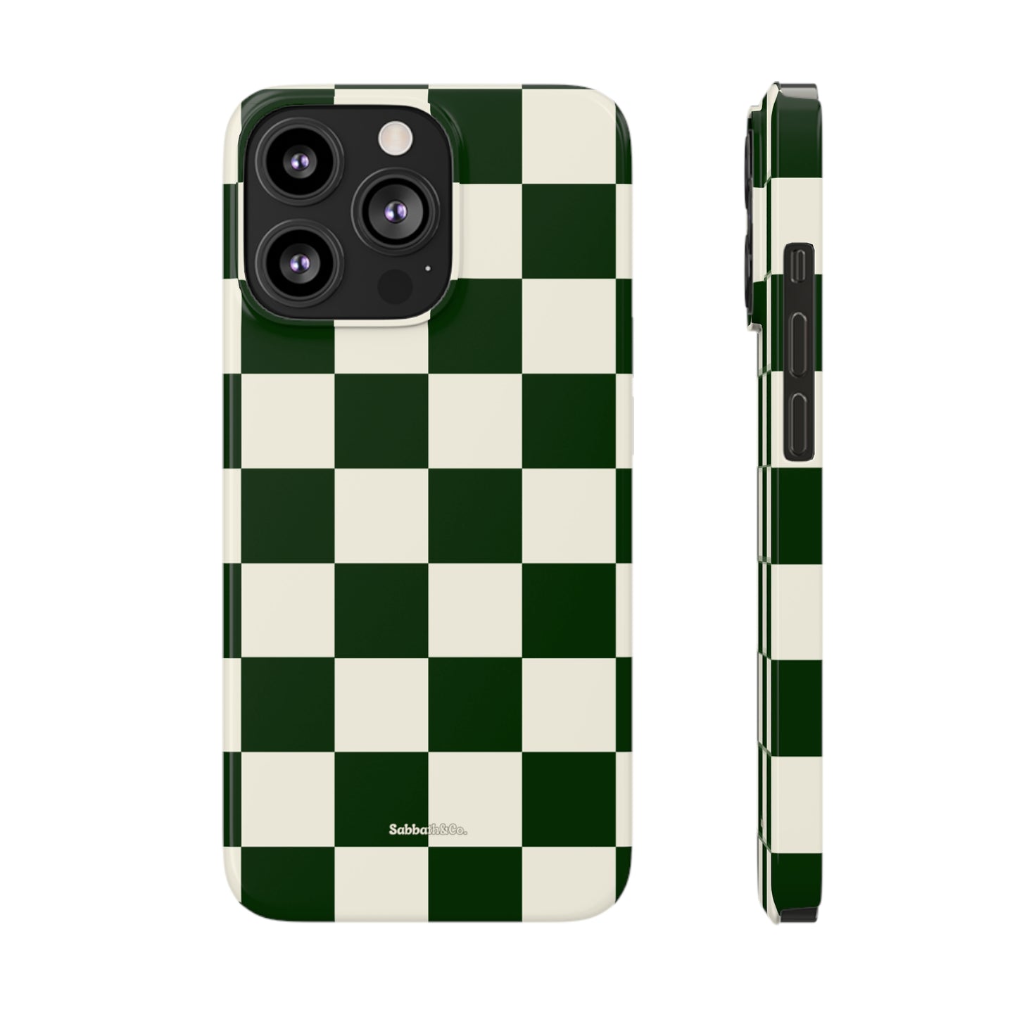 Green Checked Slim Phone Cases