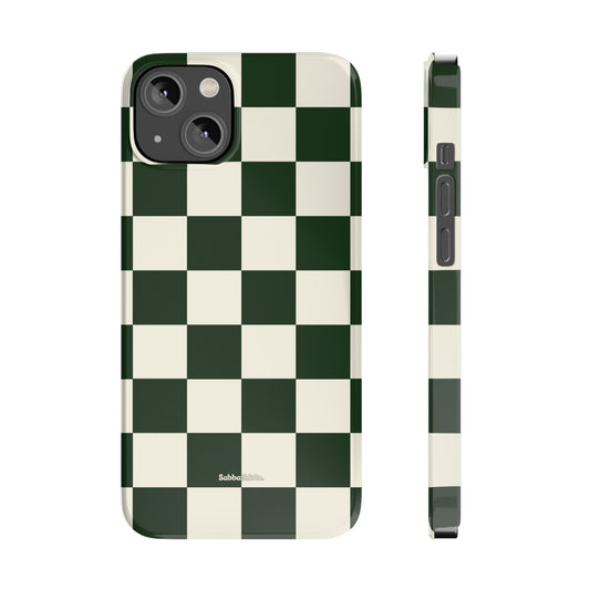Green Checked Slim Phone Cases