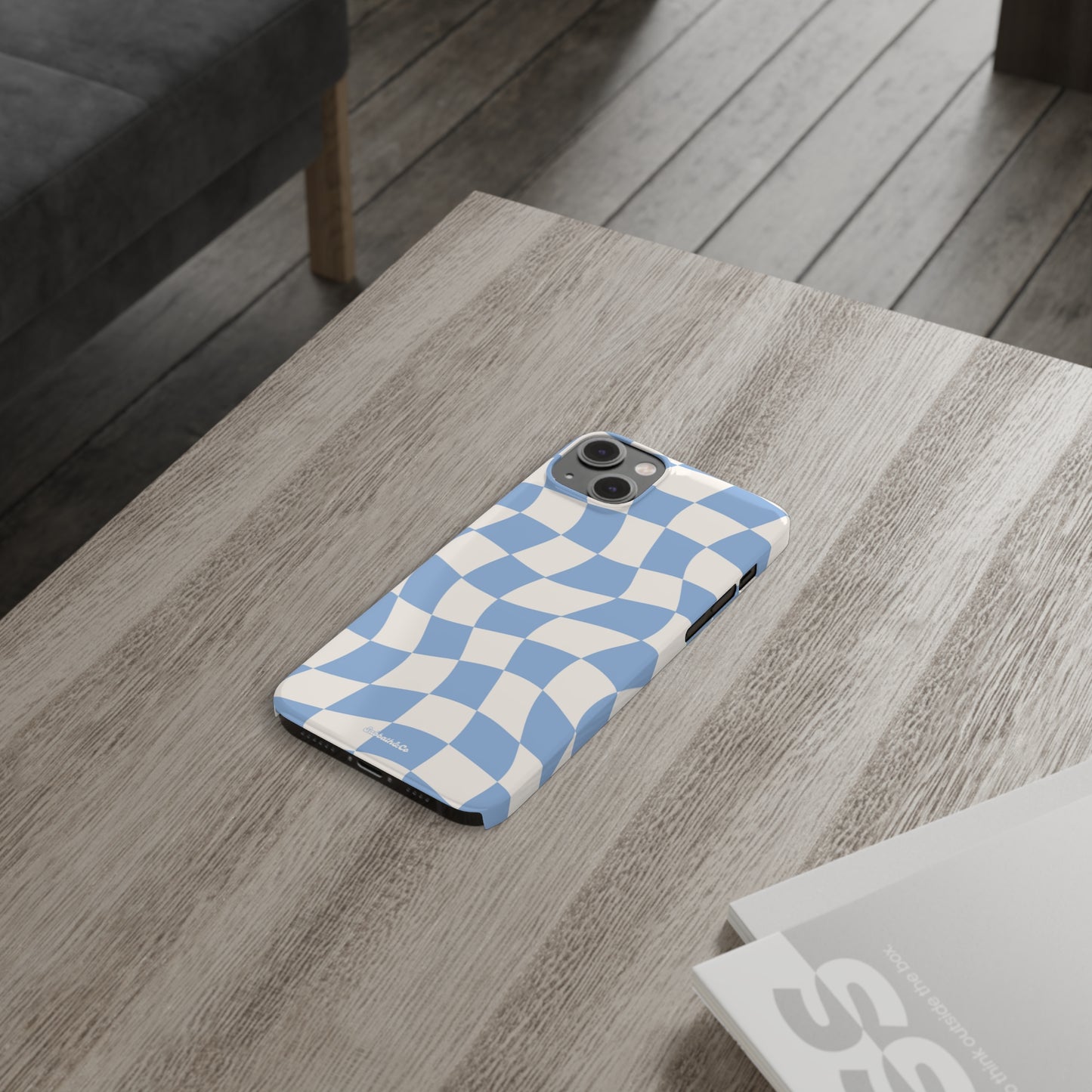 Wavy blue Slim Phone Cases