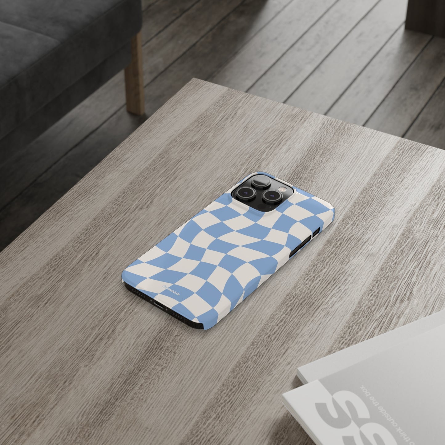 Wavy blue Slim Phone Cases