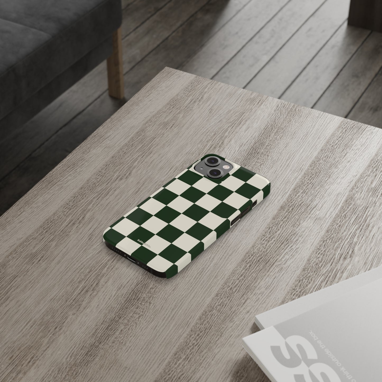 Green Checked Slim Phone Cases