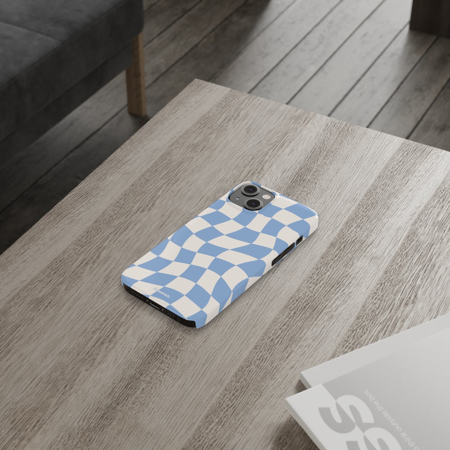 Wavy blue Slim Phone Cases