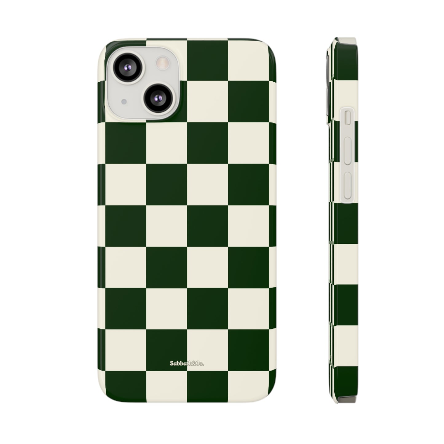 Green Checked Slim Phone Cases