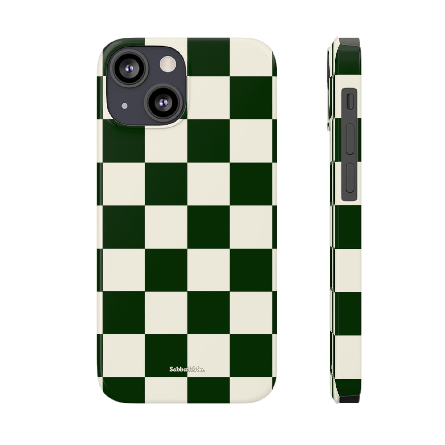 Green Checked Slim Phone Cases