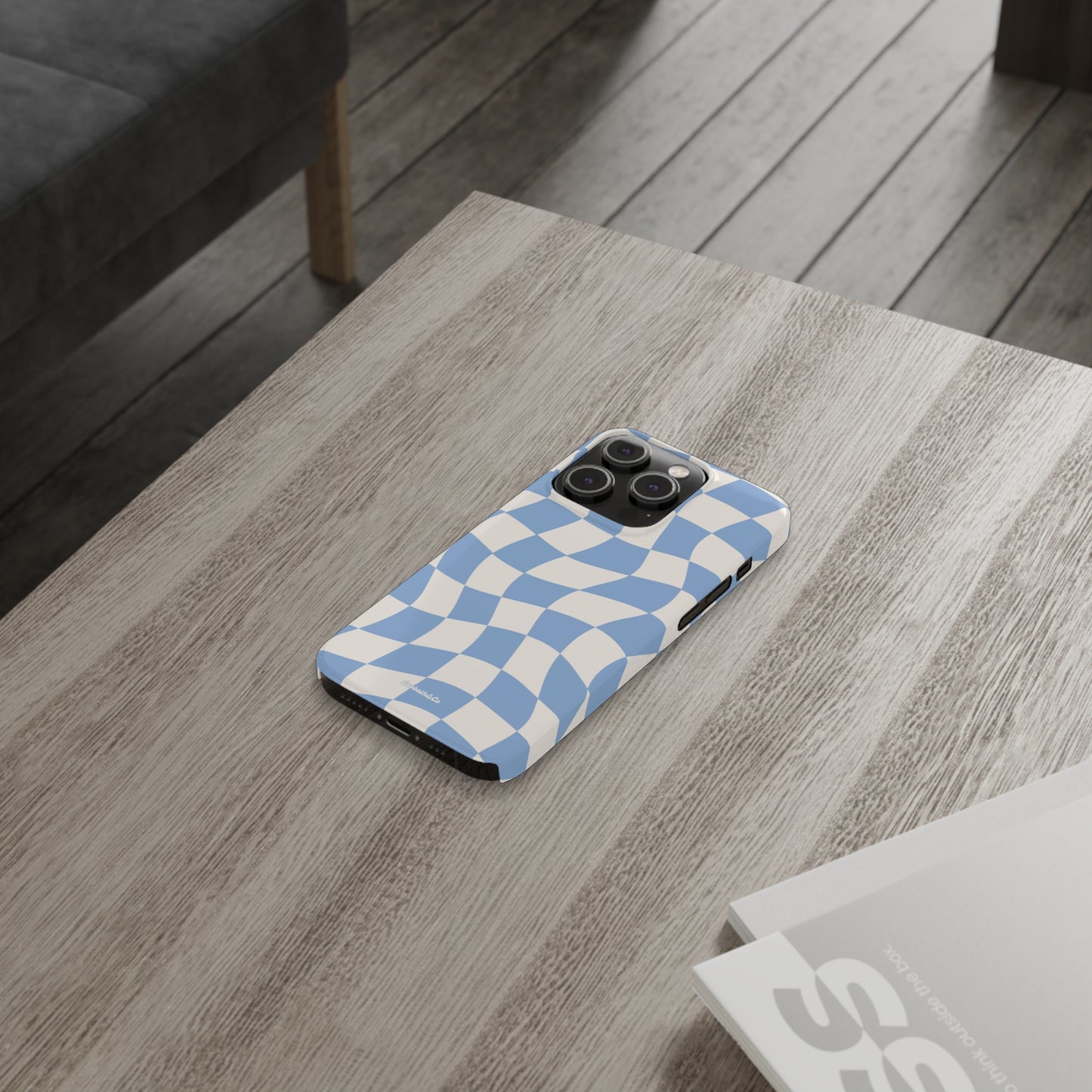 Wavy blue Slim Phone Cases