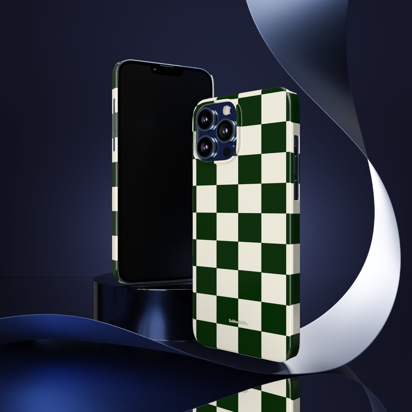 Green Checked Slim Phone Cases