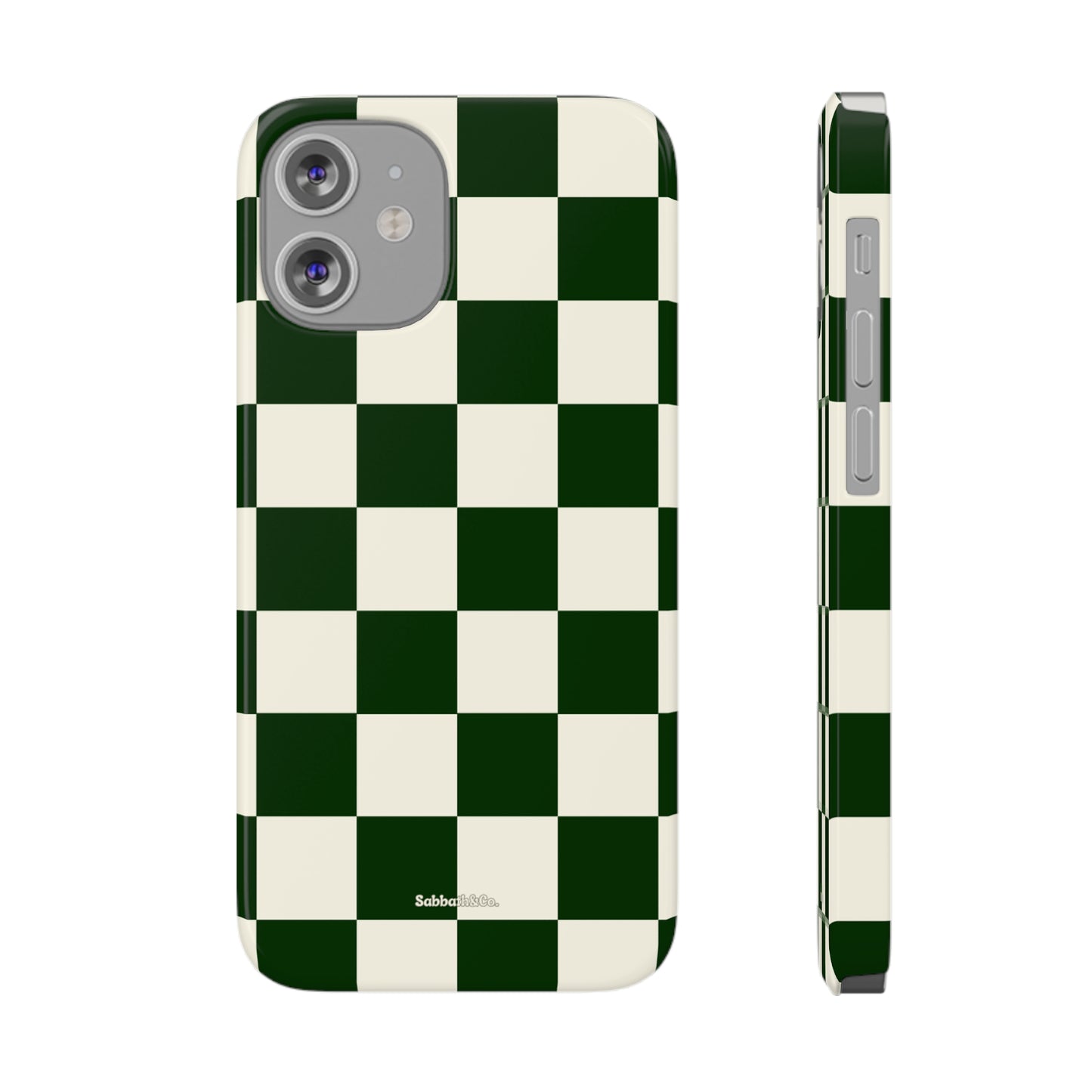 Green Checked Slim Phone Cases