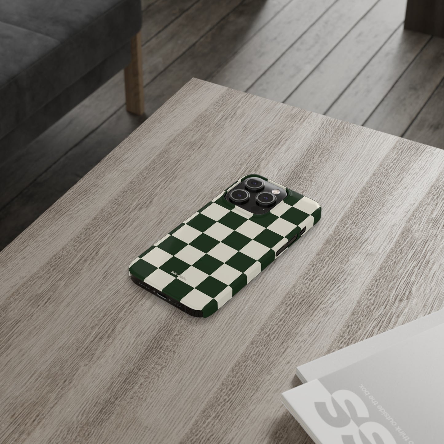 Green Checked Slim Phone Cases