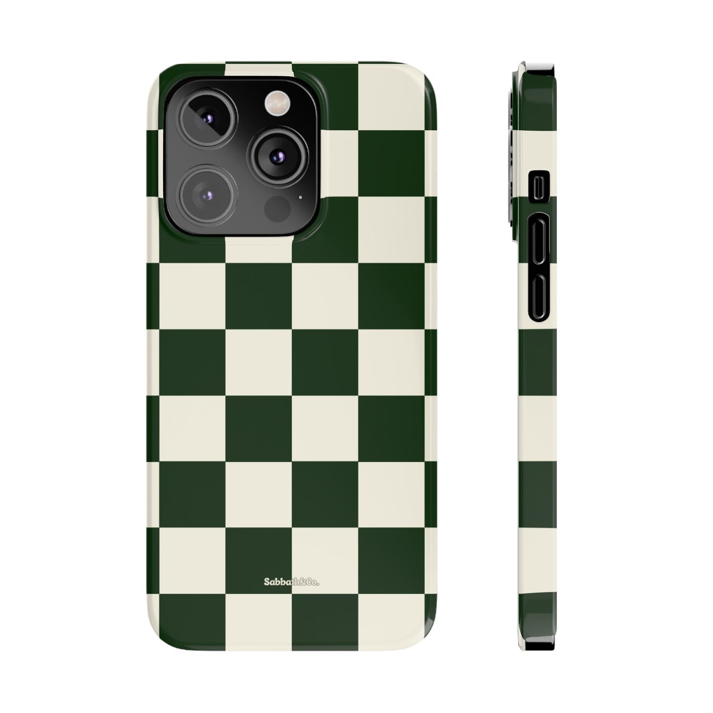 Green Checked Slim Phone Cases