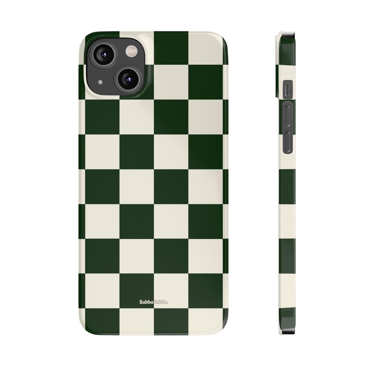 Green Checked Slim Phone Cases