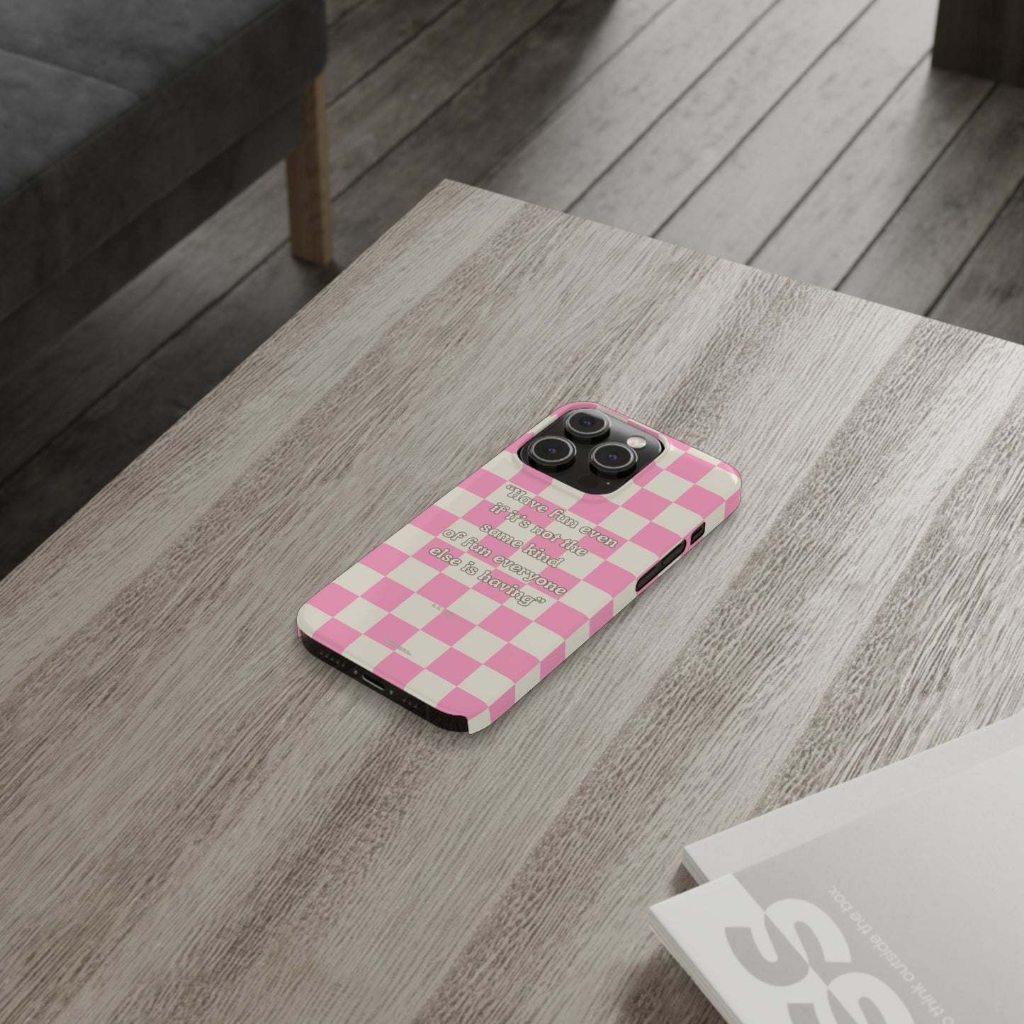 Checkered Phone Case Pink