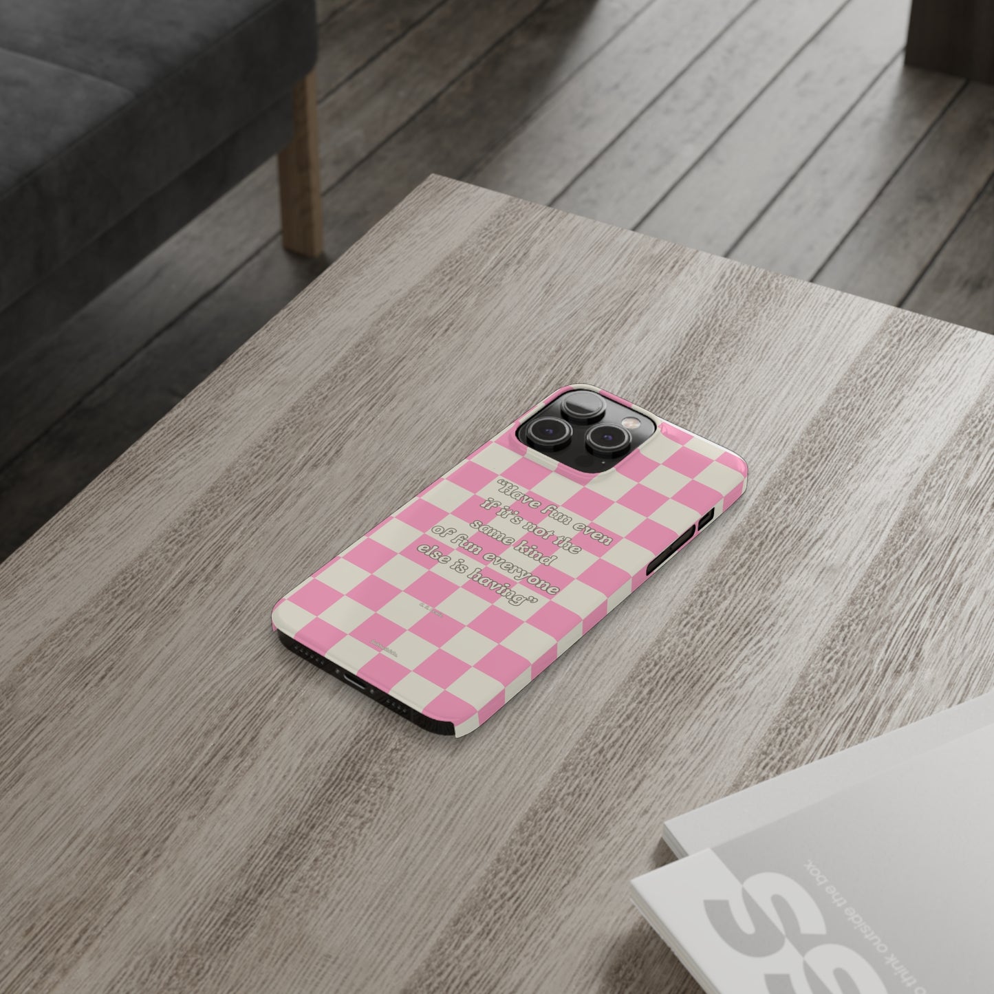 Checkered Phone Case Pink